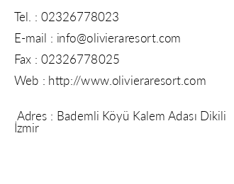 Kalem Adas Oliviera Resort Hotel iletiim bilgileri